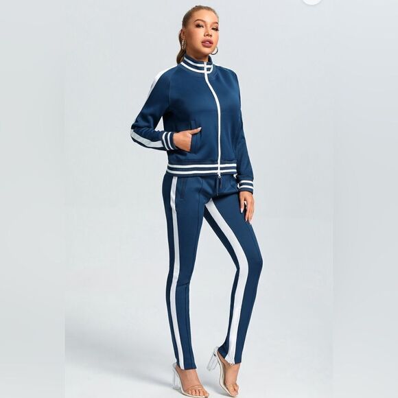 053. OPEN SHOULDER TRACK SUIT SET - Picture 1 of 6